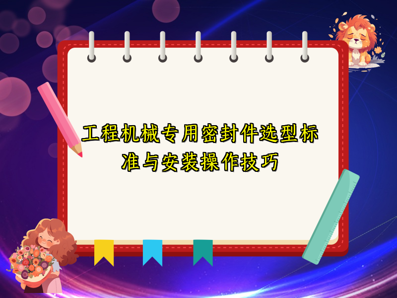 工程机械专用密封件选型标准与安装操作技巧